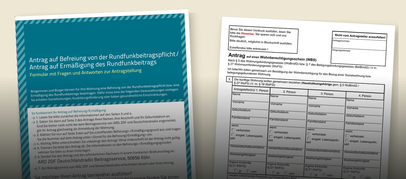 Echte amtliche Anträge: Rundfunkbeitrag-Befreiung und Wohnberechtigungsschein
